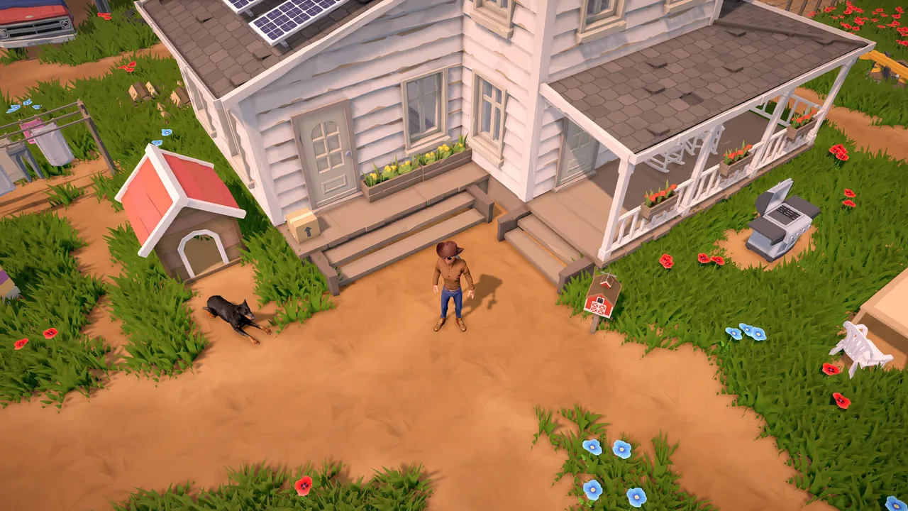 A customised farmhouse with a garden on a player ranch in The Ranchers.