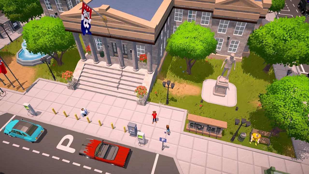 A built-up town plaza in The Ranchers.